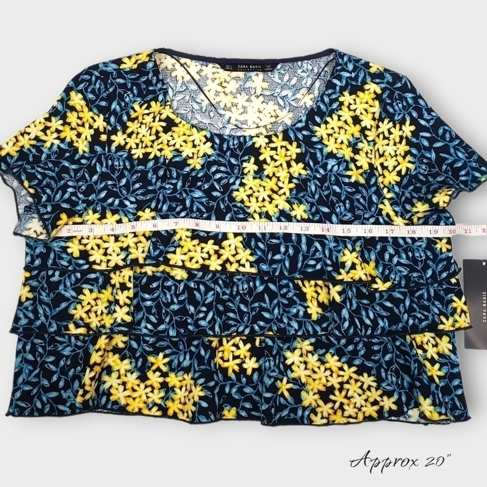 ZARA Basic Floral Tiered Ruffle Crop Top - Picture 6 of 9
